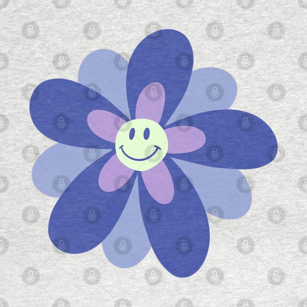 Bright and Cheerful Flower Smiley Face - blue by JuneNostalgia